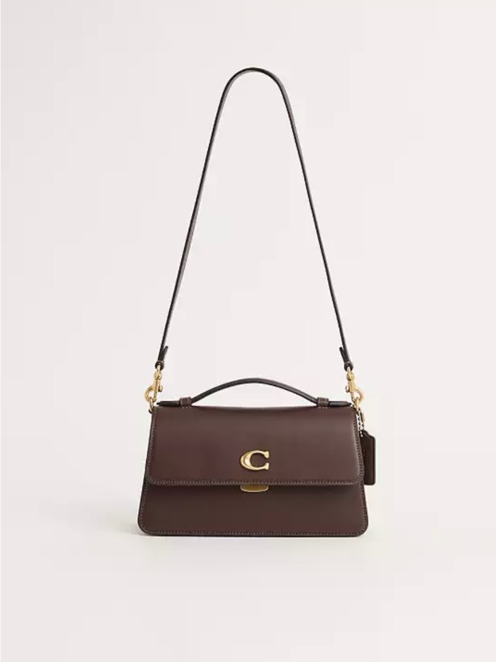 Coach Dark Brown Leather Shoulder Bag with Gold Hardware - Picture 2 of 3